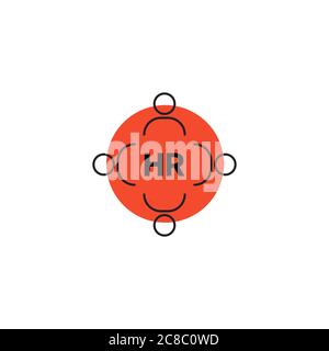 HR abstract minimal logo in shape of circle with people Stock Vector