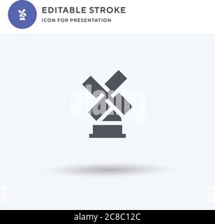 Mill icon vector, filled flat sign, solid pictogram isolated on white, logo illustration. Mill icon for presentation. Stock Vector