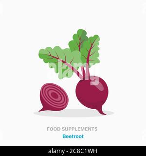 Vector flat isolated icon of food supplements - beetroot Stock Vector