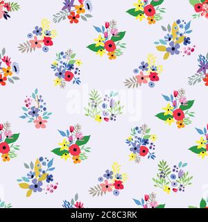 Seamless pattern. Vector floral design with wildflowers. Romantic background Stock Vector