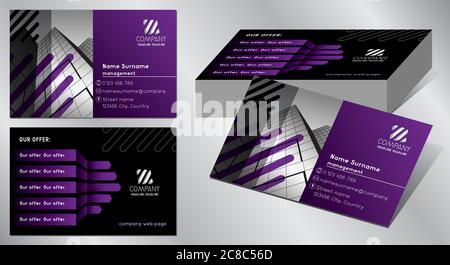 Business card template (85x55 mm), skyscraper Stock Vector