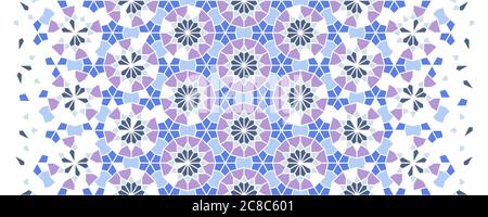 Arabesque vector seamless pattern. Geometric halftone texture with color tile disintegration. Arabesque modern pattern Stock Vector