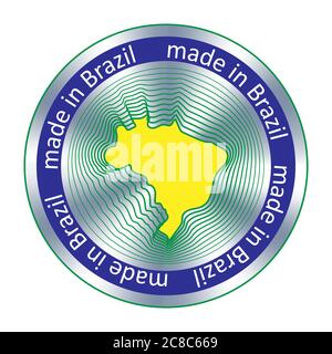 Made in Brazil seal or stamp. Round hologram sign for label design and national marketing Stock Vector