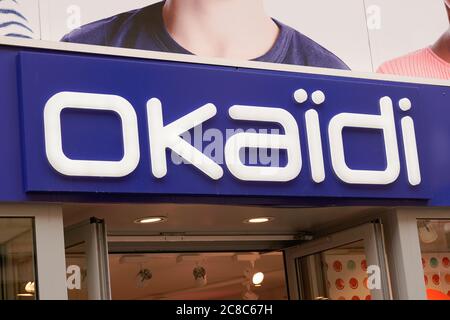 Bordeaux , Aquitaine / France - 07 21 2020 : Okaidi logo and text store sign shop chain of clothing brand of kids children fashion Stock Photo