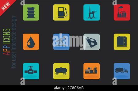 Oil and petrol industry objects icons Stock Vector