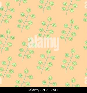 Lunaria exotic flower on pink - seamless doodle pattern.Tropical floral ornament. Vector illustration Stock Vector