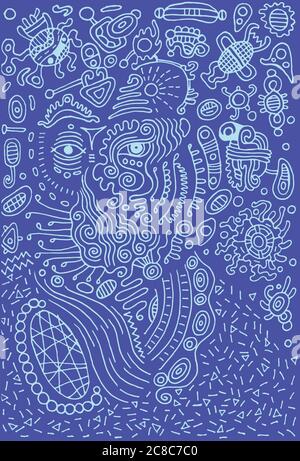 Surreal doodle alien on space. Vector illustration Stock Vector