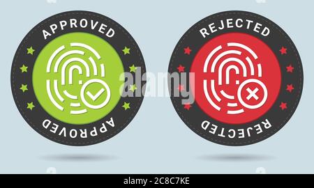 Security stamp vector illustration. Vector certificate icon. Vector combination for certificate in flat style. Biometric access denied. Stock Vector