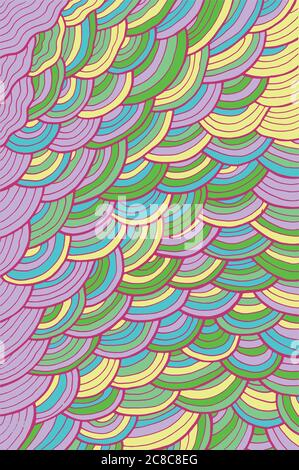 Coloring page with waves pattern. Vector hand drawn background for ...