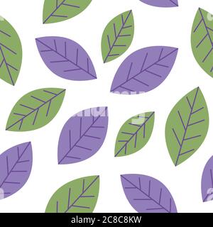 Green violet leaves seamless pattern, repetative floral pattern Stock Vector