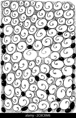 Doodle shell background. Coloring page for adults. Vector illustration Stock Vector