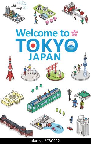 Welcome to TOKYO JAPAN.Isometric vector Illustration of TOKYO CITY JAPAN. Stock Photo