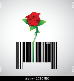 Natural product. rose barcode ups code illustration design Stock Vector
