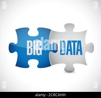 Big data puzzle illustration design over a white background Stock Vector