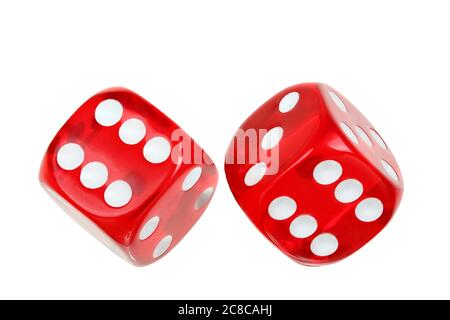 two red transparent dice on white Stock Photo