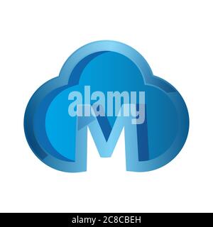 modern approach of combination blue colors cloud and letter M logo for your company Stock Vector