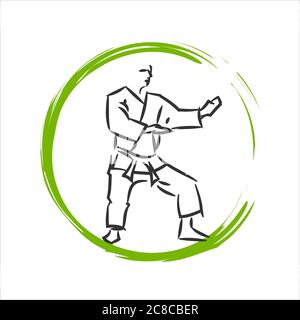 custom martial arts logo design vector illustration for karate, judo, taekwondo etc Stock Vector