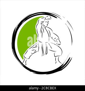 custom martial arts logo design vector illustration for karate, judo, taekwondo etc Stock Vector