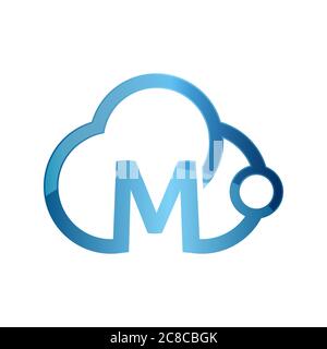 modern approach of combination blue colors cloud and letter M logo for your company Stock Vector