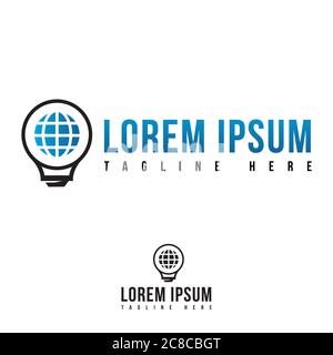 modern tech global solutions idea bulb logo design vector concept Stock Vector