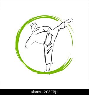 custom martial arts logo design vector illustration for karate, judo, taekwondo etc Stock Vector