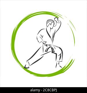 custom martial arts logo design vector illustration for karate, judo, taekwondo etc Stock Vector