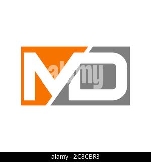 grey and orange colors MD logo initial D & M letter graphic concept vector icon template Stock Vector