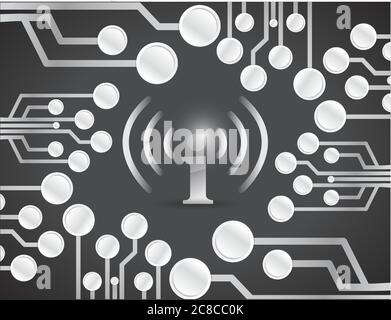 Information circuit board illustration design over a black background Stock Vector