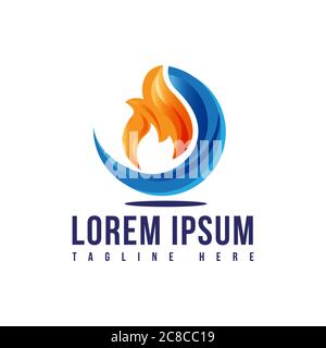 great custom orange blue fire flames logo vector design icons elements Stock Vector