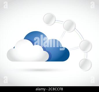 Cloud computing and connection link diagram over a white background Stock Vector