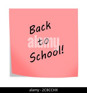 reminder post note back to school 3d illustration on white with clipping path Stock Photo