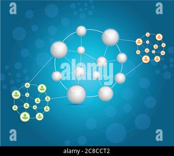 People sphere network illustration design over a blue background Stock Vector