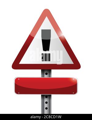 Blank warning road sign illustration design over white Stock Vector