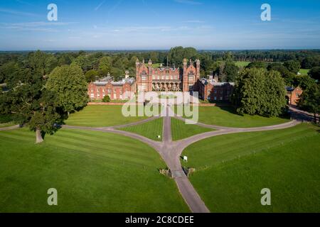 Capesthorne Hall in Cheshire from above Stock Photo