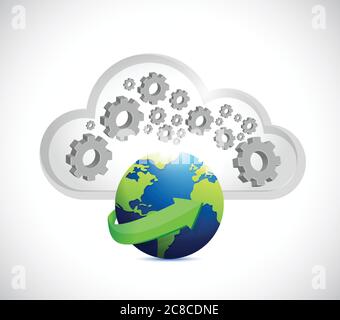 Industrial cloud storage illustration design over a white background Stock Vector