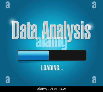 Loading data analysis illustration design over a blue background Stock Vector