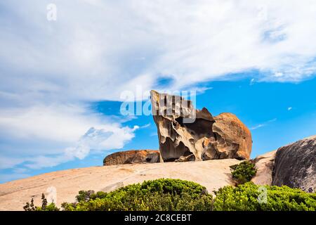 Remarkable Rocks viewed from the lookout on a day, Flinders Chase National Park, South Australia Stock Photo