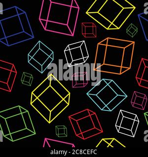 Seamless pattern with geometric elements - colorful cubes. Vecto Stock Vector