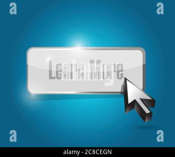 Learn more button illustration design over a blue background Stock Vector