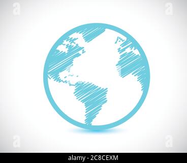 Globe world map illustration design over a white background Stock Vector