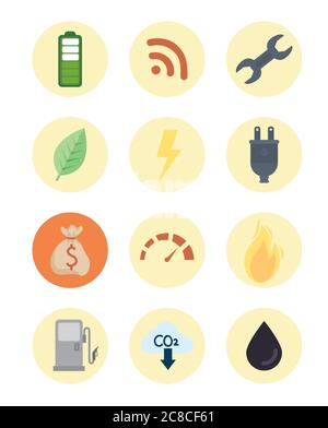 energy alternatives bundle of set icons Stock Vector