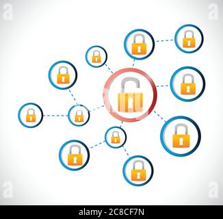 Unsecured network connection diagram illustration design over a white background Stock Vector