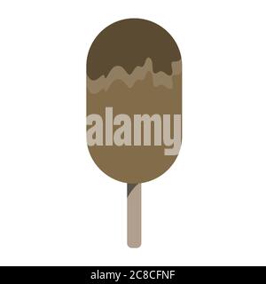Chocolate ice cream icon. Chocolate lolly ice cream melting illustration isolated on white background Stock Vector