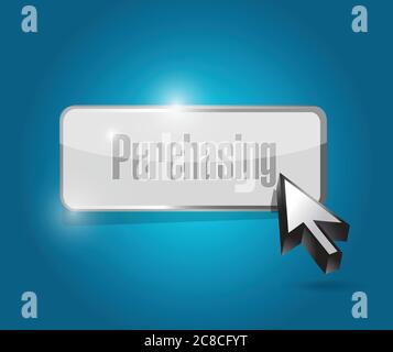 Purchasing button illustration design over a blue background Stock Vector