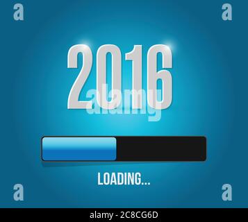 2016 loading year bar illustration design over a blue background Stock Vector
