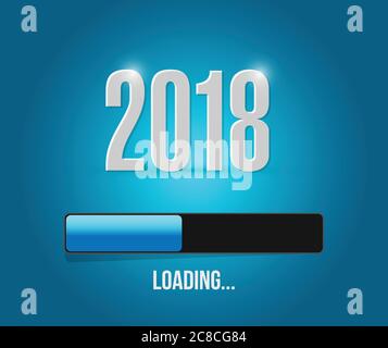 2018 loading year bar illustration design over a blue background Stock Vector