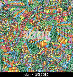 Geometric pattern with bright summer colors. Ethnic tribal boho Stock Vector