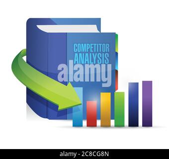 Competitor analysis book illustration design over a white background Stock Vector