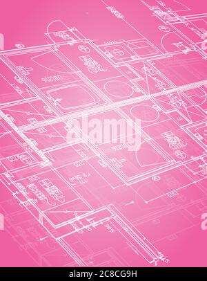 Blueprint illustration design over a pink background Stock Vector