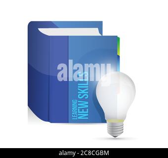 Learning new skills book illustration design over white Stock Vector